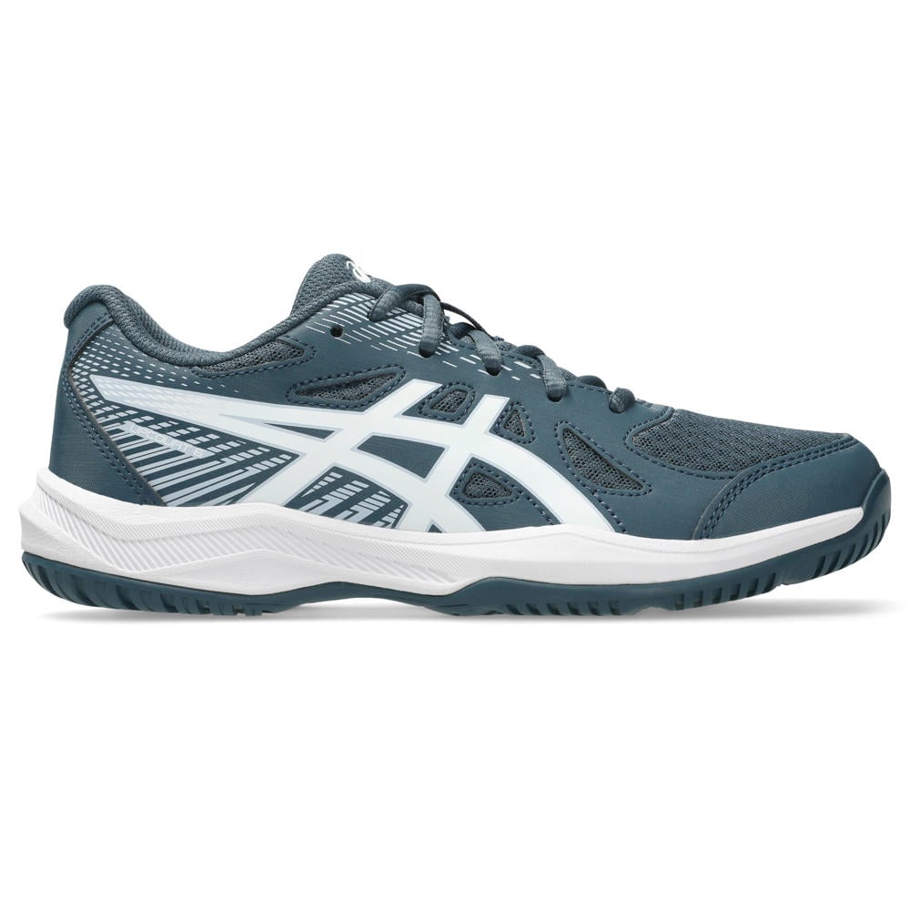 Donkerblauw en witte jongens en meisjes ASICS Upcourt 6 mesh sportschoenen - van mesh-pu/voering: mesh/voetbed: eva met veters