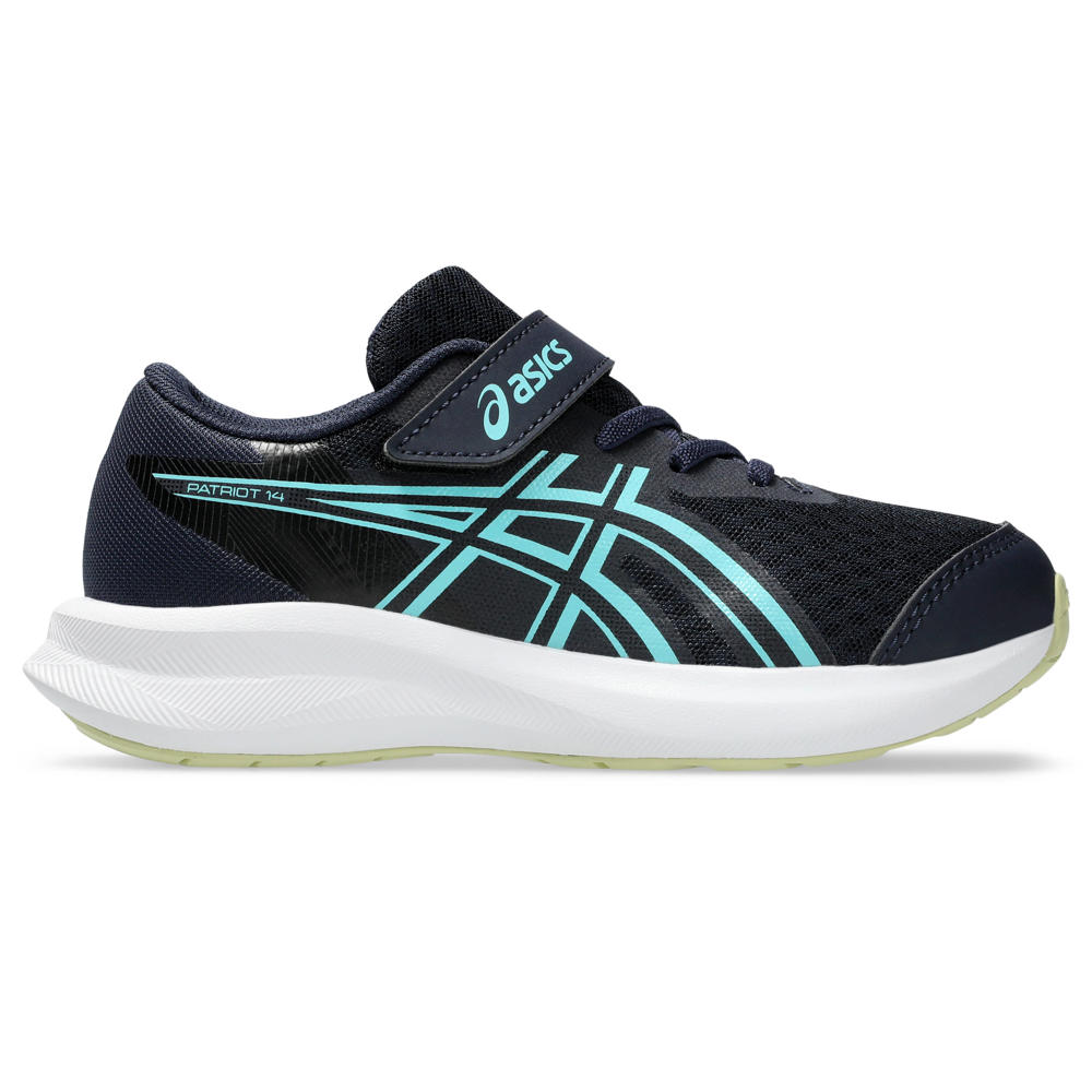 Donkerblauw, geel en lichtblauwe jongens en meisjes ASICS Patriot mesh hardloopschoenen - van mesh-pu/voering: mesh/voetbed: eva met elastische veter- met klittenbandsluiting