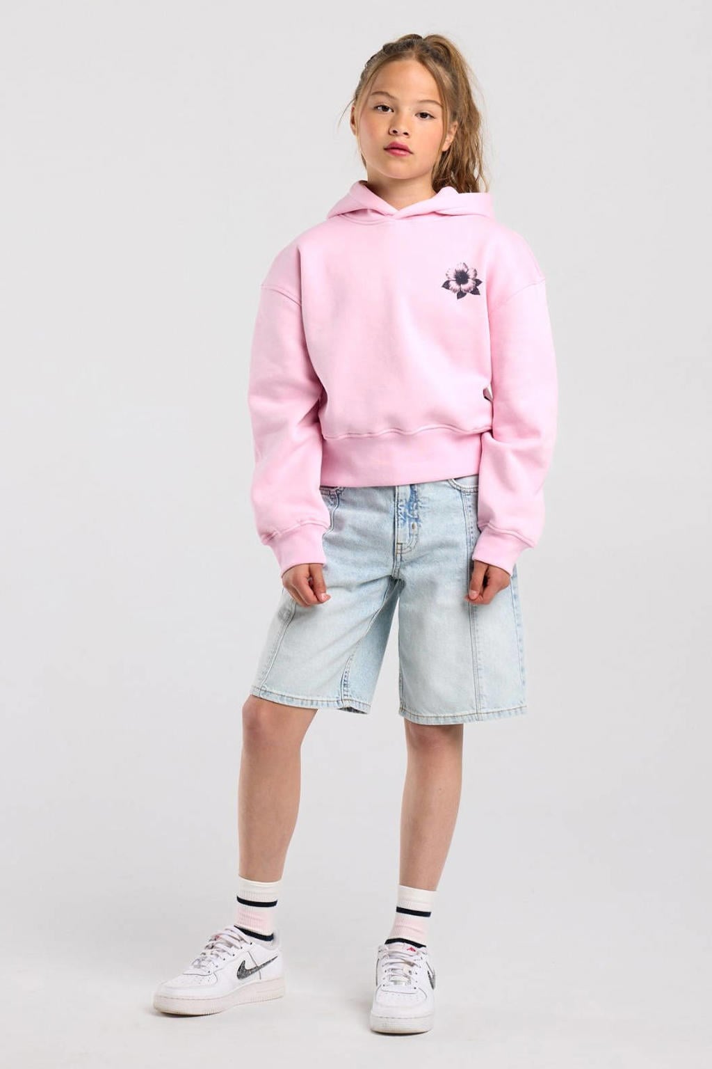 America Today sweat hoodie met backprint - lichtroze