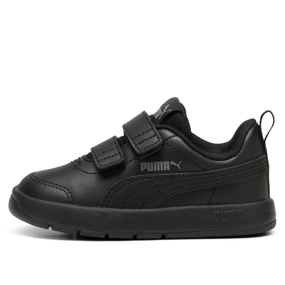 Zwarte jongens en meisjes Puma Courtflex V3 sneakers - van imitatieleer/voering: mesh/voetbed: eva met klittenband