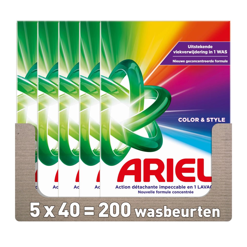Ariel Snel oplosbaar waspoeder Kleur - 5 x 2kg - 5 x 40 wasbeurten - 200 wasbeurten