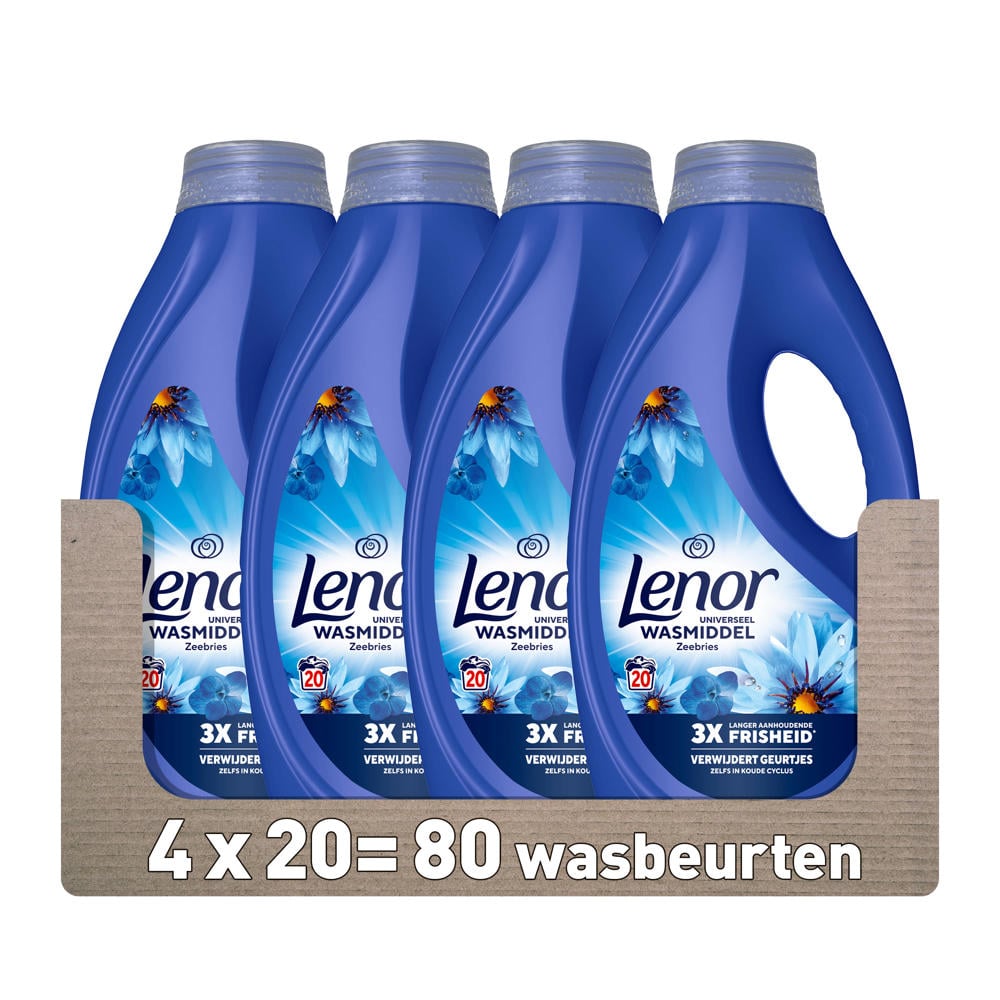 Lenor vloeibaar wasmiddel - Zeebries - 20 wasbeurten - 80 wasbeurten