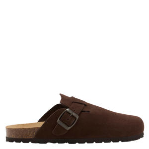 suède clogs - donkerbruin