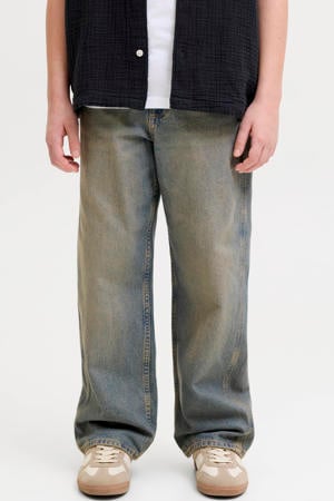 baggy jeans met borduursels - mediumblauw