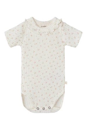 katoenen romper met ruches en print - ecru