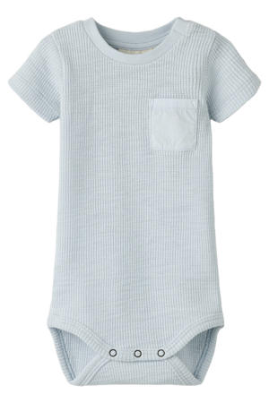 katoenen romper met textuur - lichtblauw