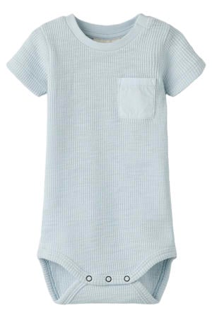 katoenen romper met textuur - lichtblauw