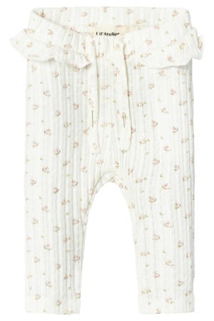 slim fit legging met print en ruches - ecru