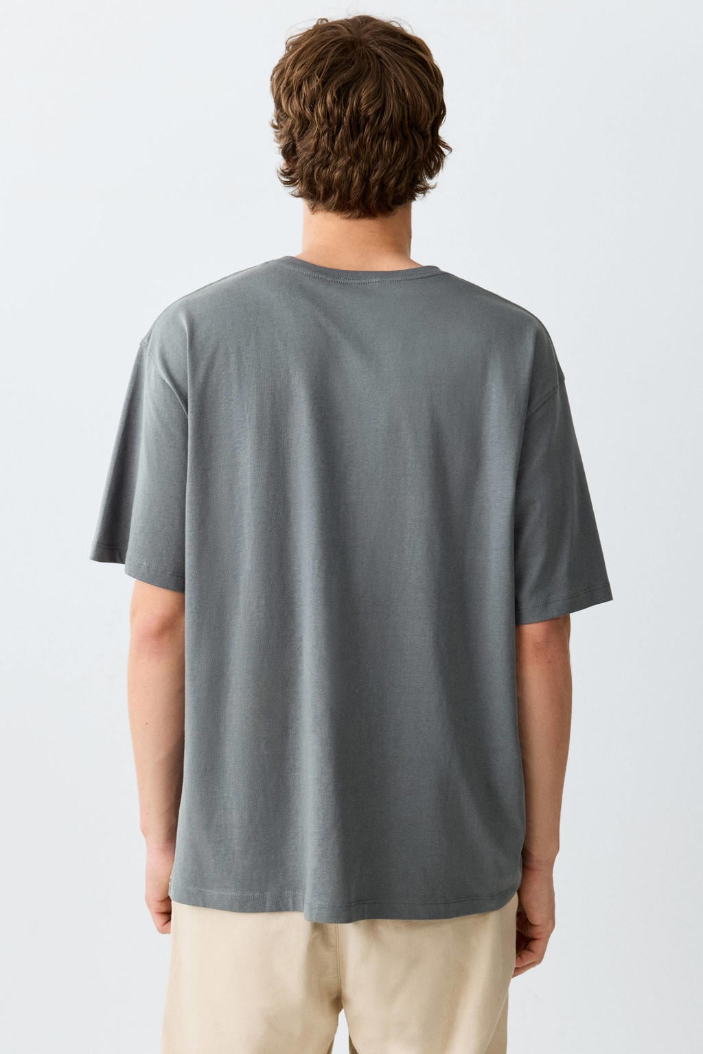 Grijze jongens MANGO TEEN T-shirt van katoen met effen, korte mouwen en ronde hals