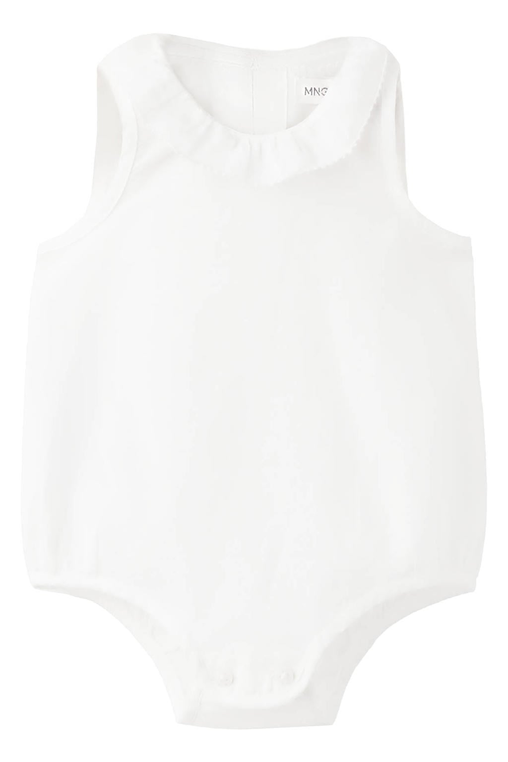 Mango Kids katoenen romper met ruches - wit