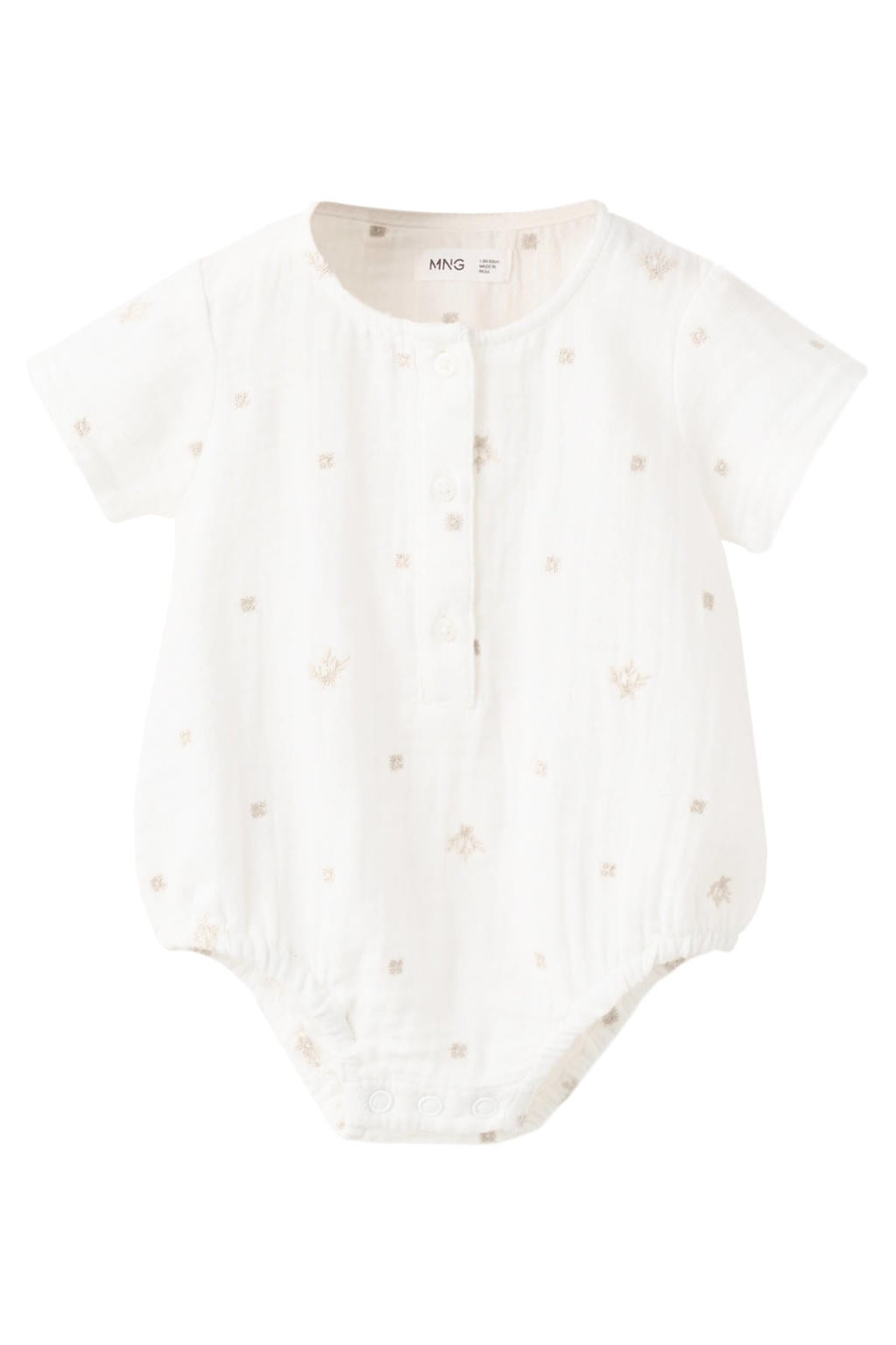 Mango Kids katoenen romper met borduursels - wit