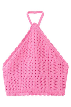 gehaakte haltertop - roze
