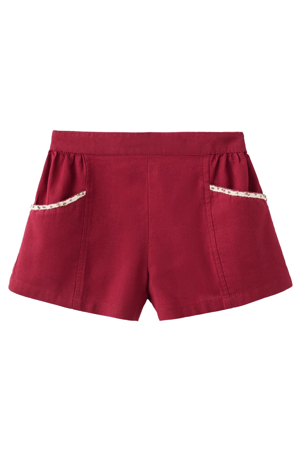 Donkerrode meisjes Mango Kids casual short van katoen met elastische tailleband en effen