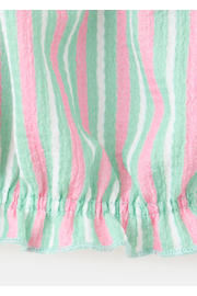 thumbnail: Mango Kids cropped gestreepte mouwloze top met ruches - mintgroen