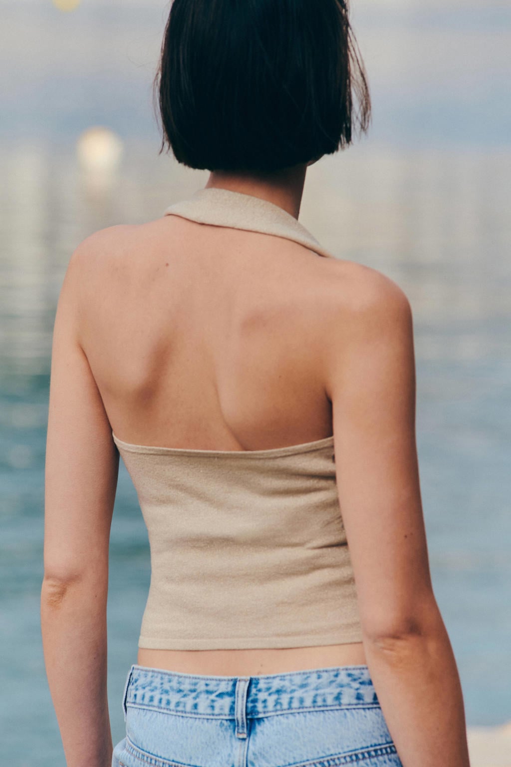 Gouden meisjes MANGO TEEN gebreide overslagtop van viscose met effen en V-hals