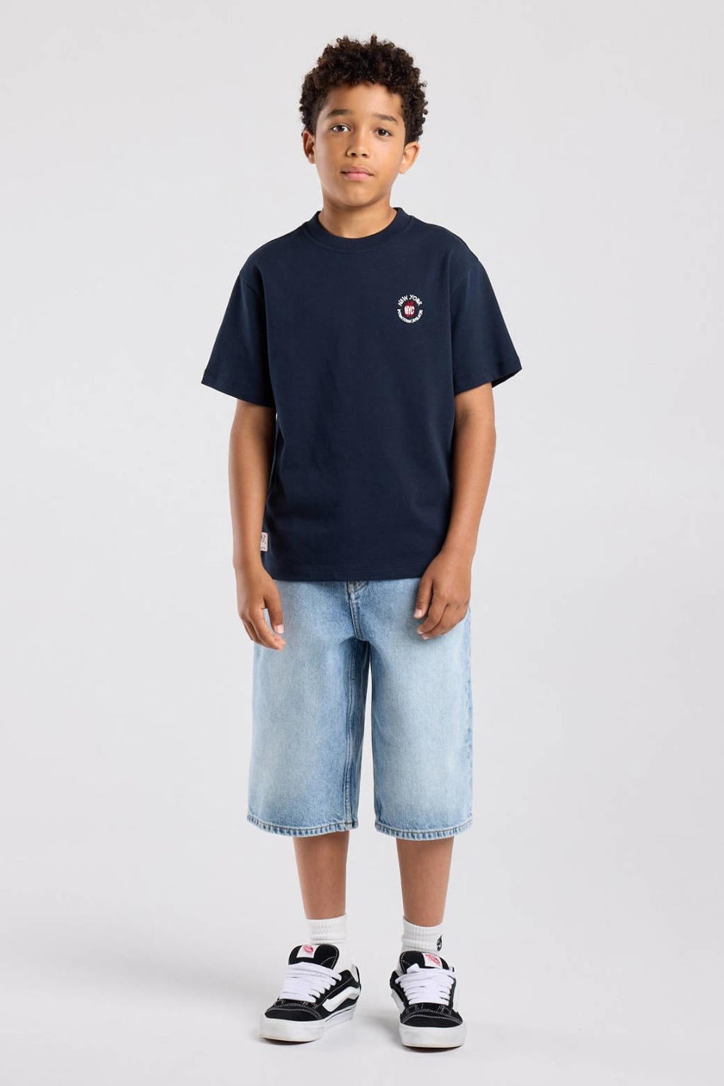 America Today T-shirt met tekst - donkerblauw