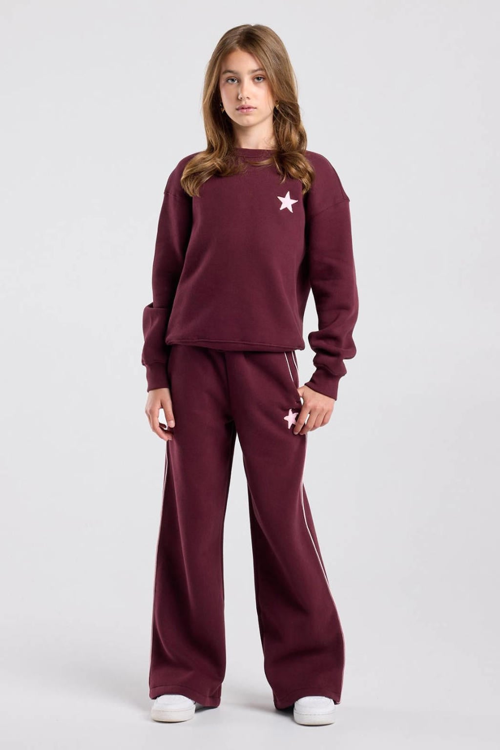 America Today sweater met backprint - donkerrood