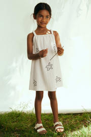thumbnail: Mango Kids korte a-lijn jurk met borduursels - beige