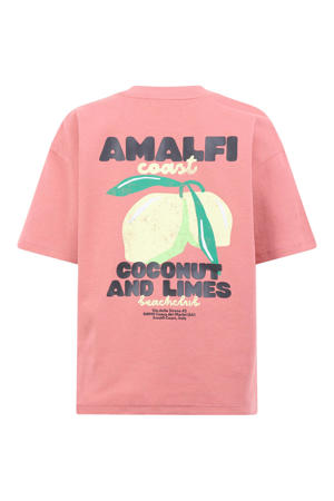 T-shirt met backprint - roze