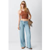 MANGO TEEN cropped top met smockwerk en print - donkeroranje