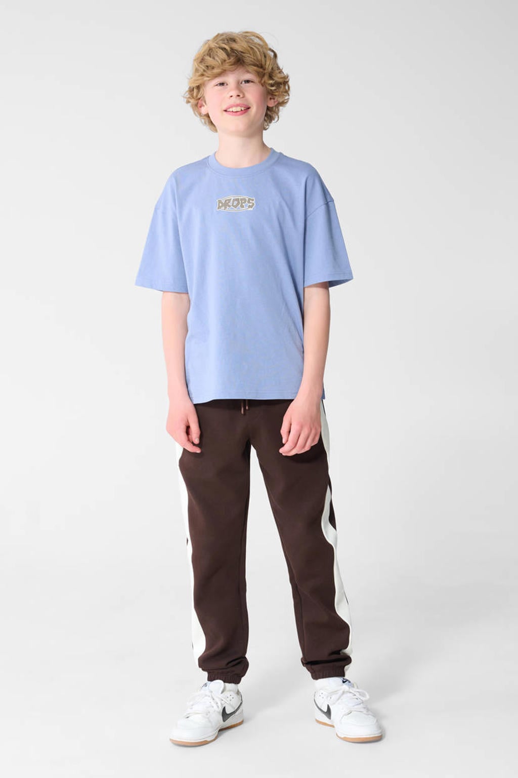 Lichtblauwe jongens Shoeby T-shirt van katoen met backprint, korte mouwen en ronde hals