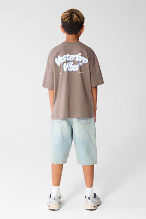T-shirt met backprint - bruin