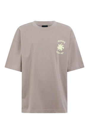 T-shirt met backprint - taupe