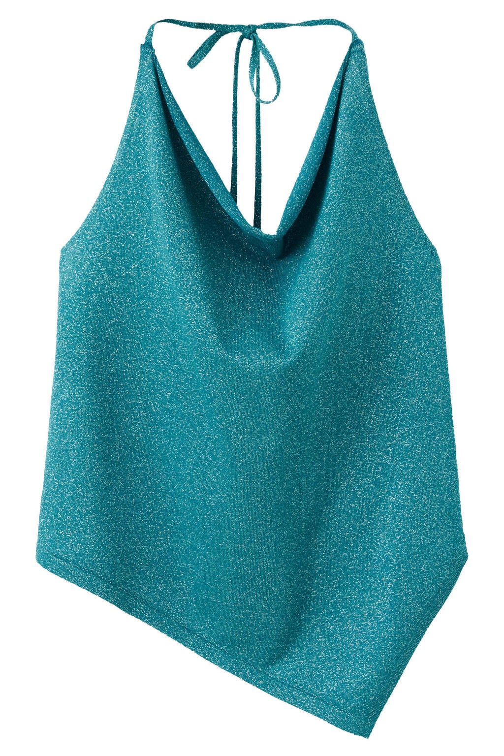 Blauwe meisjes MANGO TEEN halter top van viscose met effen en glitters