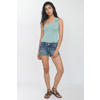 MANGO TEEN one shoulder gebreide top met broderie - lichtblauw