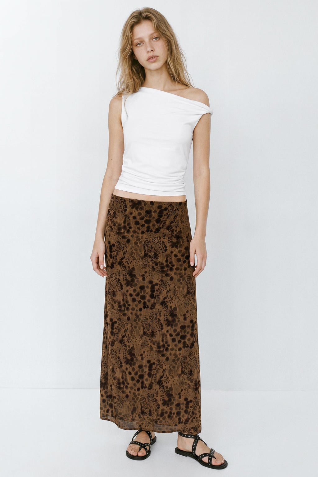 Witte meisjes MANGO TEEN one shoulder top met effen