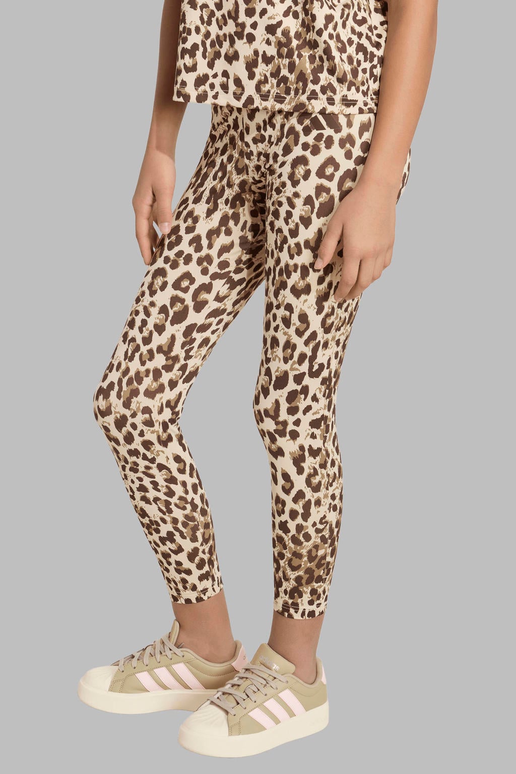 Beige en bruine meisjes adidas Sportswear sportlegging van polyester met dierenprint