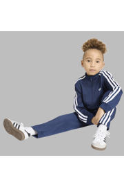 thumbnail: adidas Originals gestreept joggingpak met opstaande kraag - donkerblauw