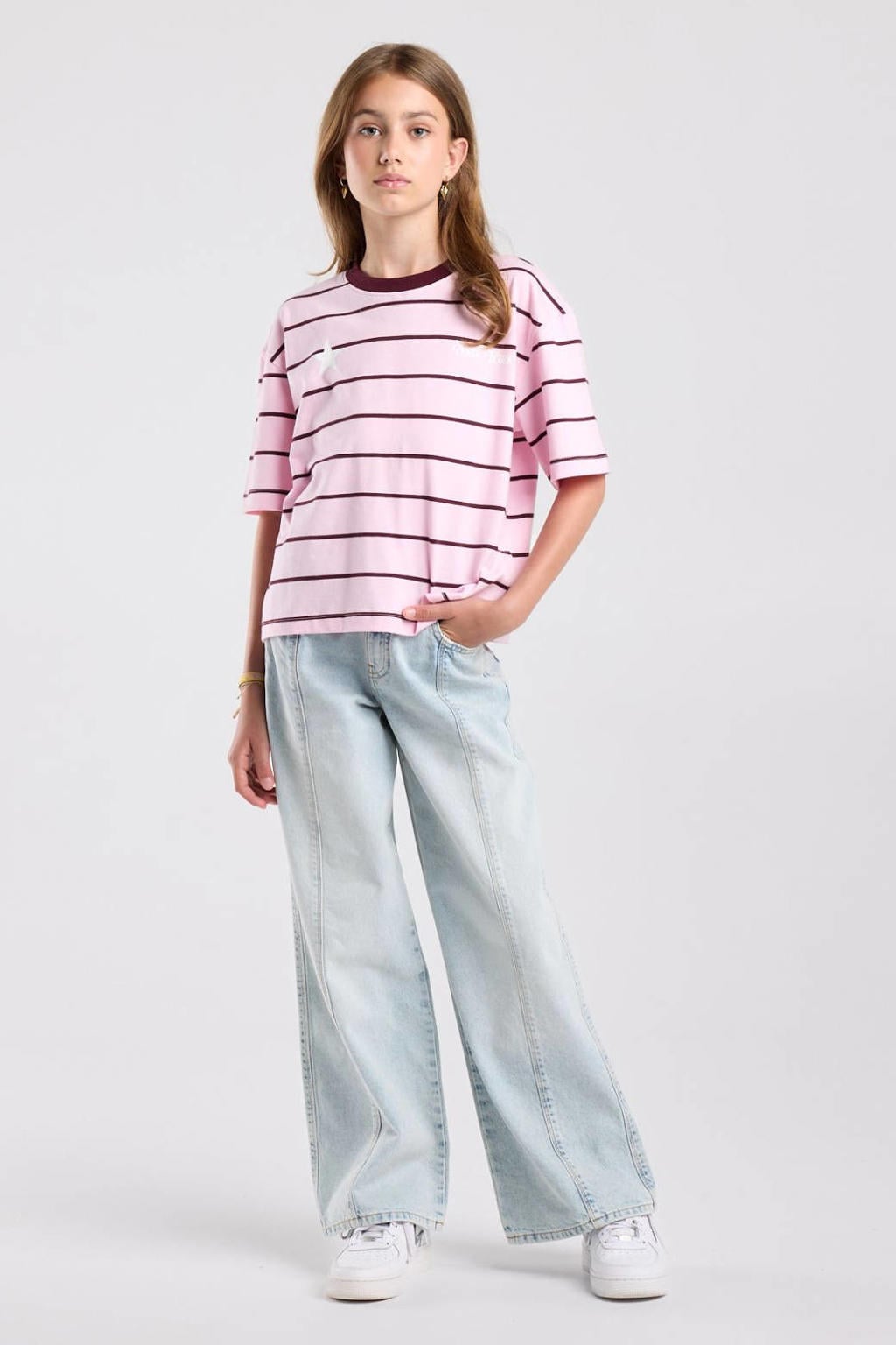 America Today gestreept T-shirt - roze