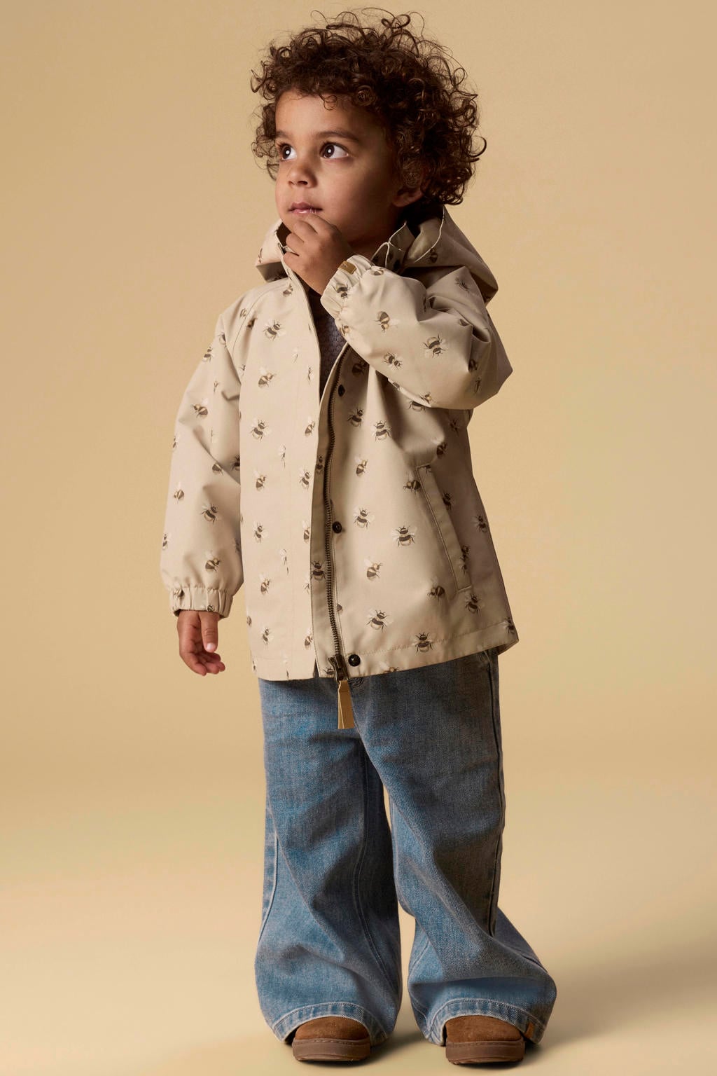 LIL' ATELIER MINI regenjas met print - beige