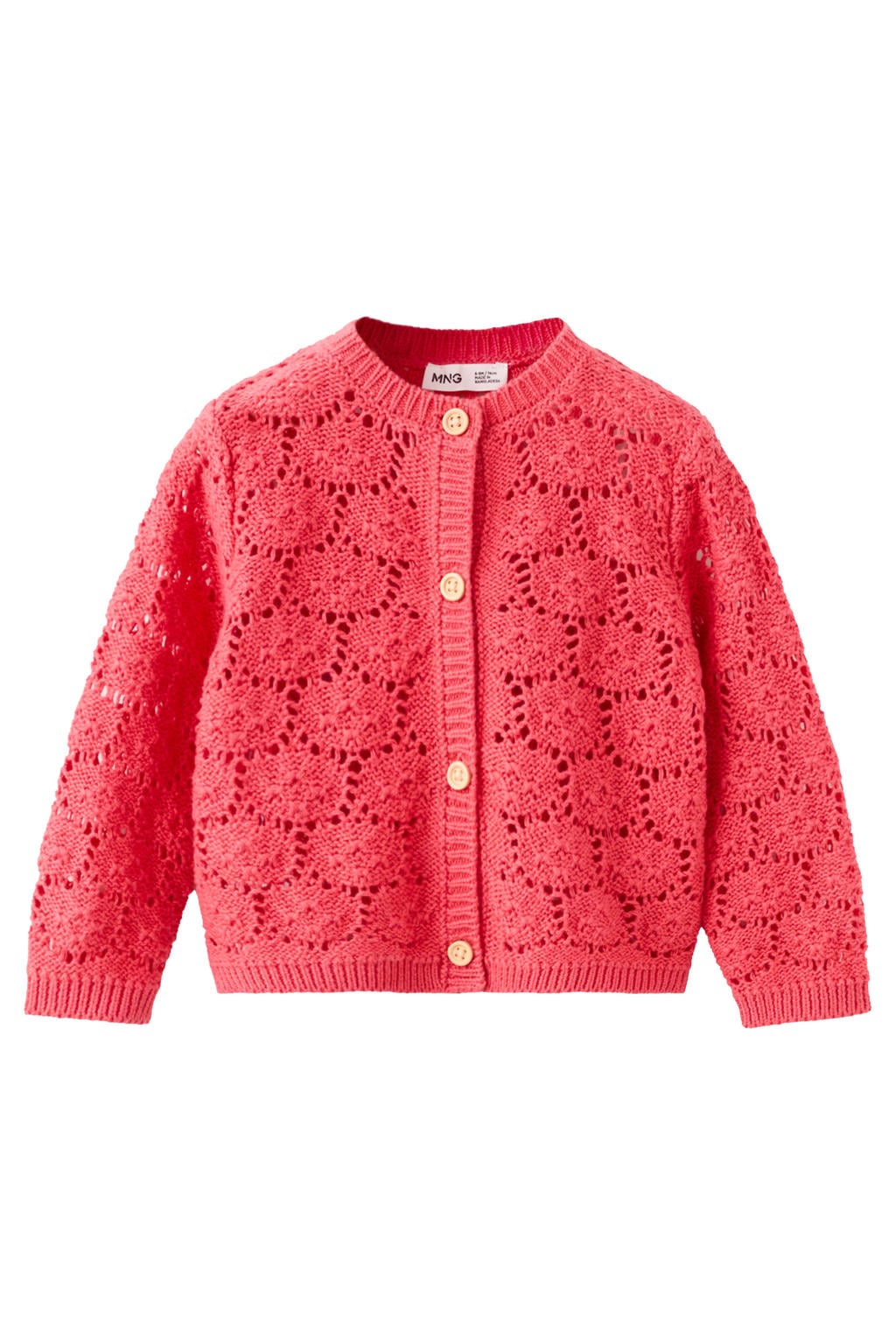 Mango Kids katoenen gebreide vest - roze
