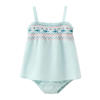 Mango Kids korte jurk met borduursels - lichtblauw