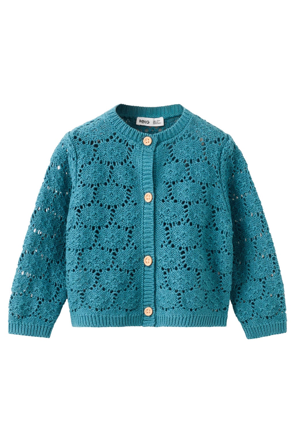 Mango Kids katoenen gebreide vest - petrol