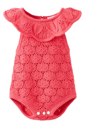 katoenen gehaakte romper met ruches - roze