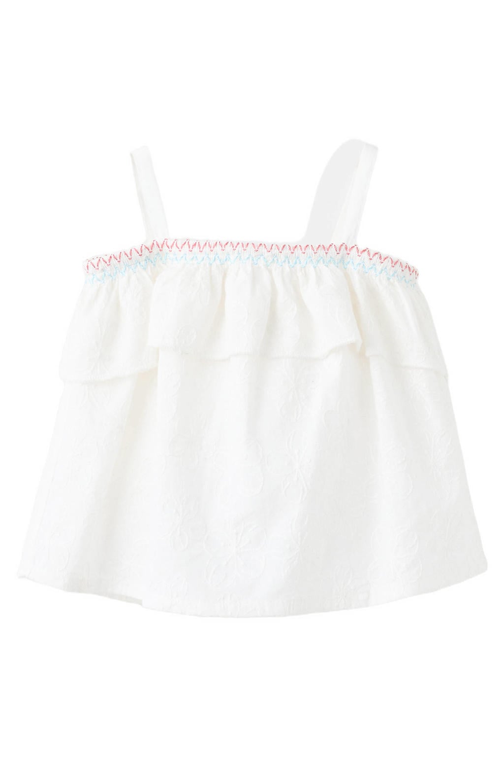 Mango Kids top met borduursels en ruches - wit