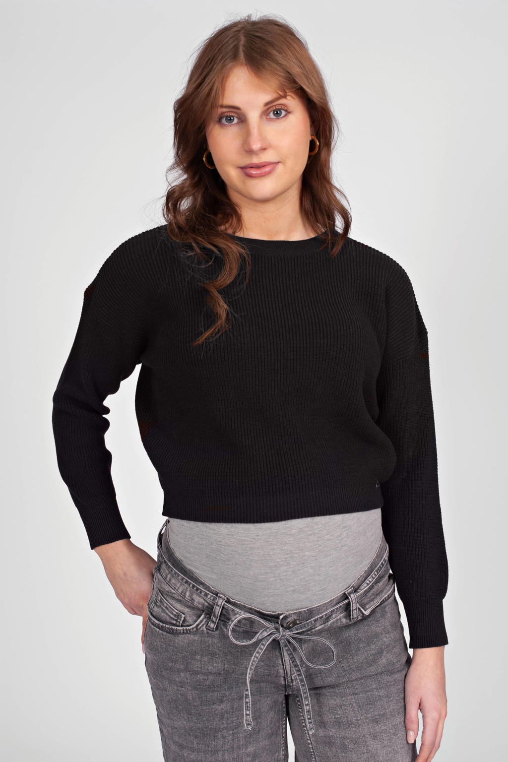 LOVE2WAIT viscose gebreide zwangerschapstrui - zwart