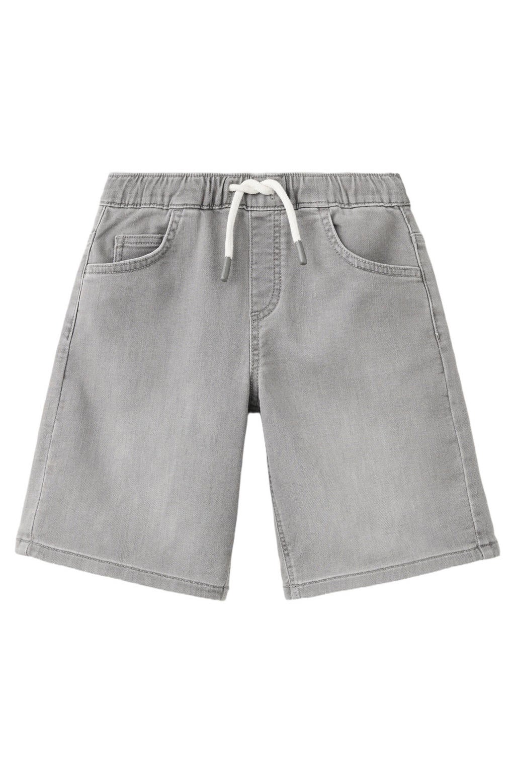 Grey denim jongens Mango Kids short van denim met elastische tailleband met koord en effen
