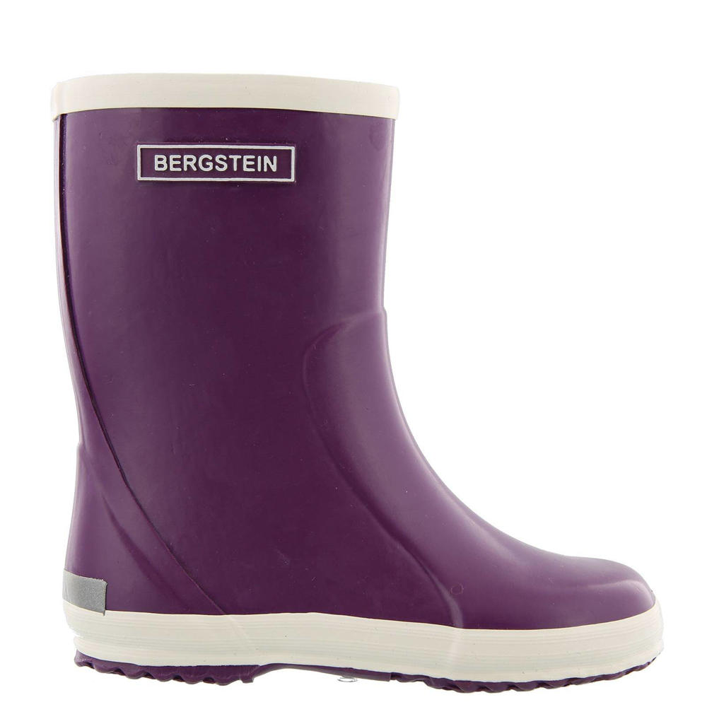 Donkerpaars en witte jongens en meisjes Bergstein regenlaarzen van 100% rubber met effen