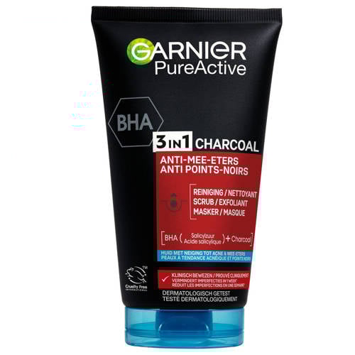 Garnier Skinactive PureActive 3-in-1 Charcoal Anti Mee-Eters gezichtsreiniging - 150 ml Face wash