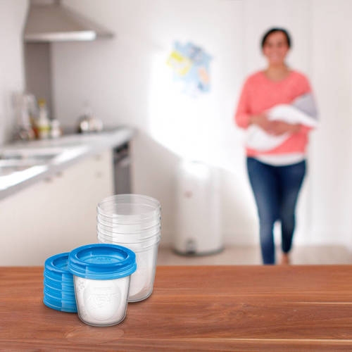 Philips Avent Bewaarbeker voor moedermelk (5 stuks) SCF619 05 Moedermelk bewaarzakjes flesjes Transparant