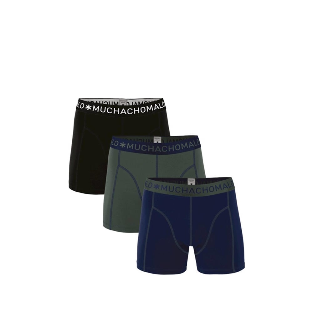 Muchachomalo   boxershort -set van 3 donkerblauw/army/zwart