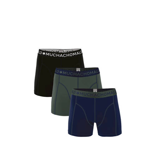 Muchachomalo boxershort -set van 3 donkerblauw/army/zwart Jongens Stretchkatoen