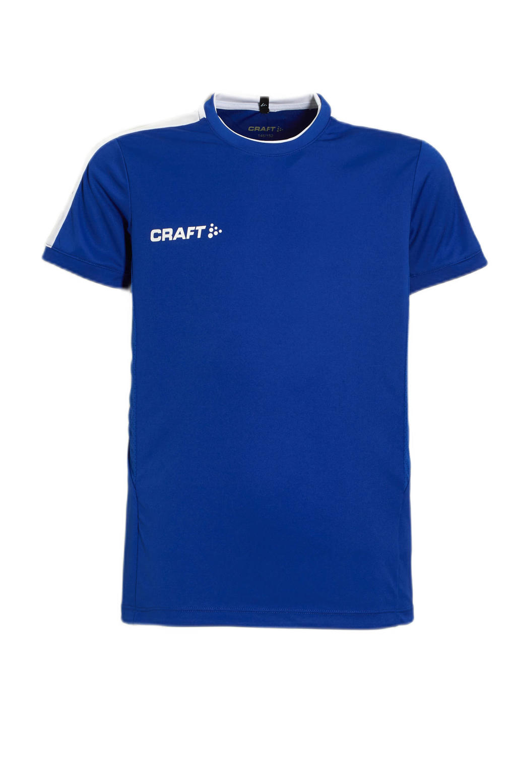 Blauwe jongens Craft Junior sport T-shirt van polyester met logo dessin, korte mouwen en ronde hals