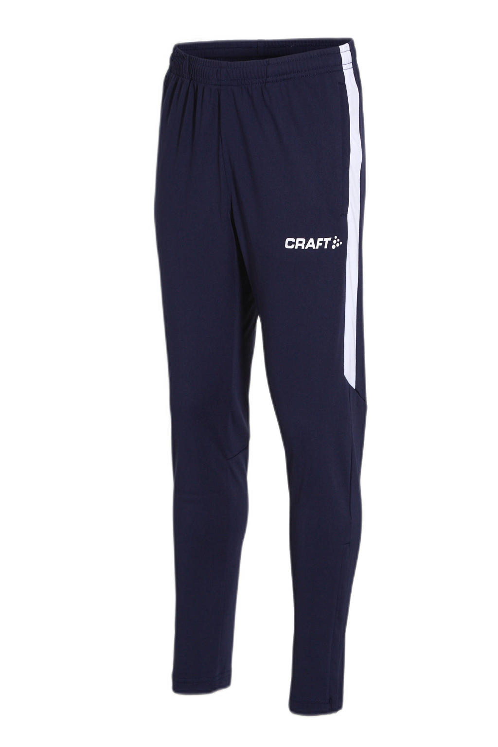 Donkerblauwe jongens Craft Junior trainingsbroek van polyester met regular fit, elastische tailleband met koord en effen