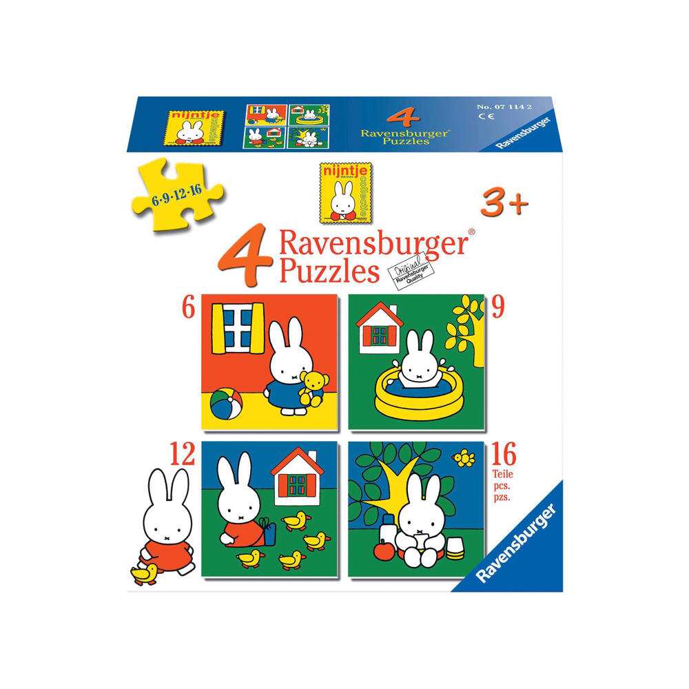 Ravensburger nijntje vier nijntje puzzels - 6, 9, 12, 16 stukjes - kinderpuzzel