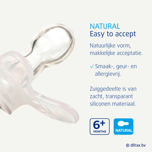Difrax 1 stuks fopspeen Natural Nacht 6+ mnd Ecru